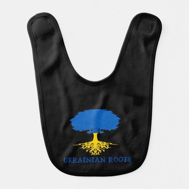 Ukrainian Roots Tree Silhouette  Baby Bib (Front)