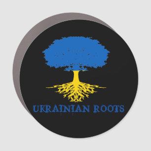 Ukrainian Roots Tree Silhouette Car Magnet