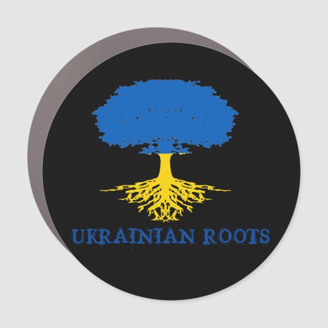 Ukrainian Roots Tree Silhouette Car Magnet (Front)