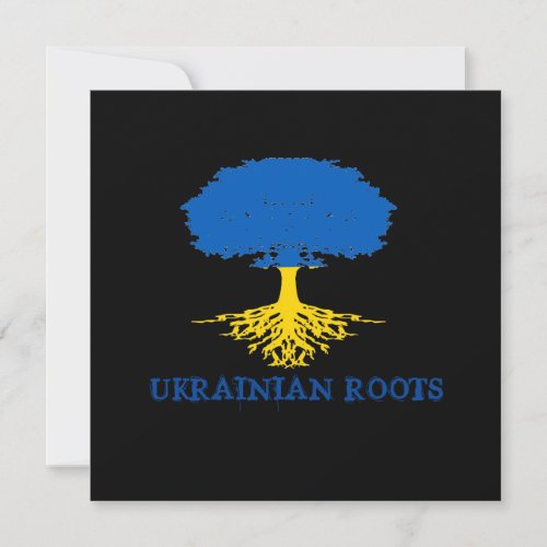 Ukrainian Roots Tree Silhouette Flat Greeting Card