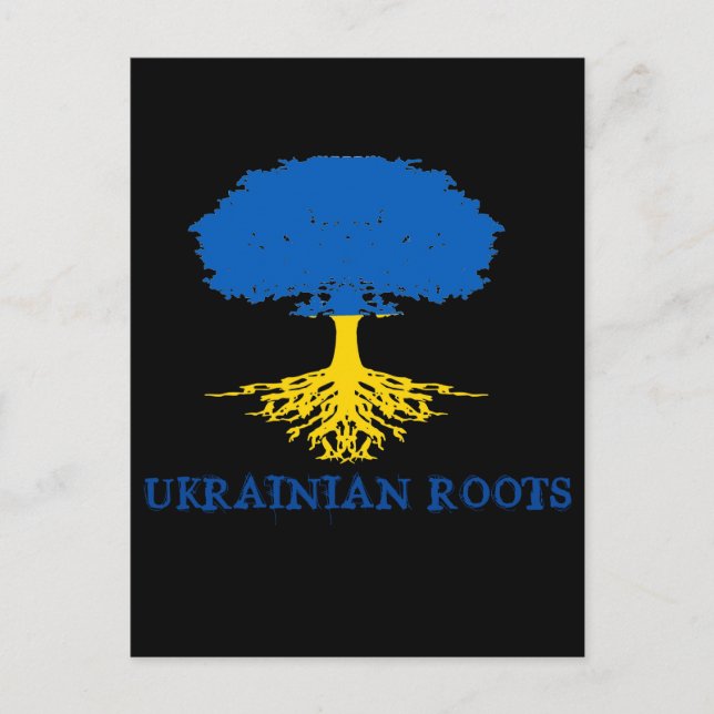 Ukrainian Roots Tree Silhouette  Postcard (Front)
