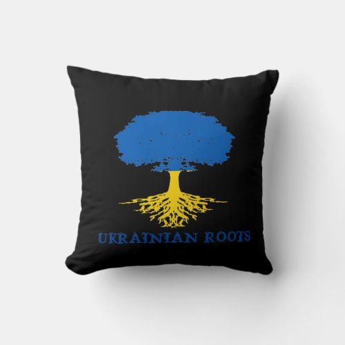 Ukrainian Roots Tree Silhouette  Throw Pillow