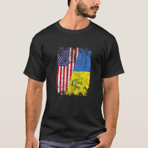 UKRAINIAN ROOTS TSHIRT   Half American Flag   UKRA