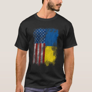 UKRAINIAN ROOTS Ukrainian American Flag Pride Ukra T-Shirt