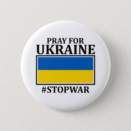 Ukrainian Russian War pray for Ukraine Flag  Button