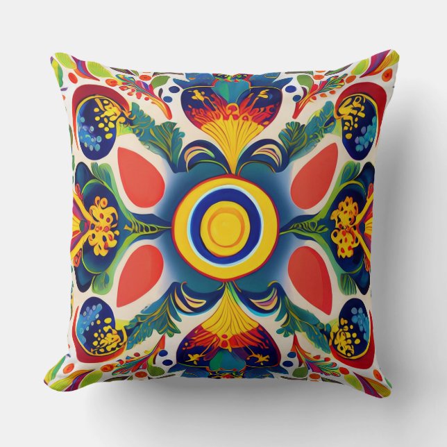 Ukrainian Samchykivka Art Ornament Throw Pillow (Front)