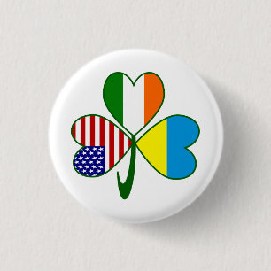Ukrainian Shamrock Flag Button