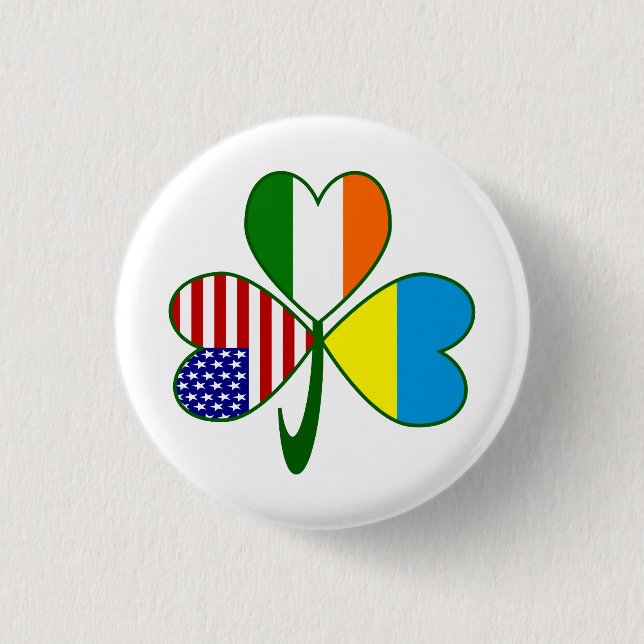 Ukrainian Shamrock Flag Button (Front)