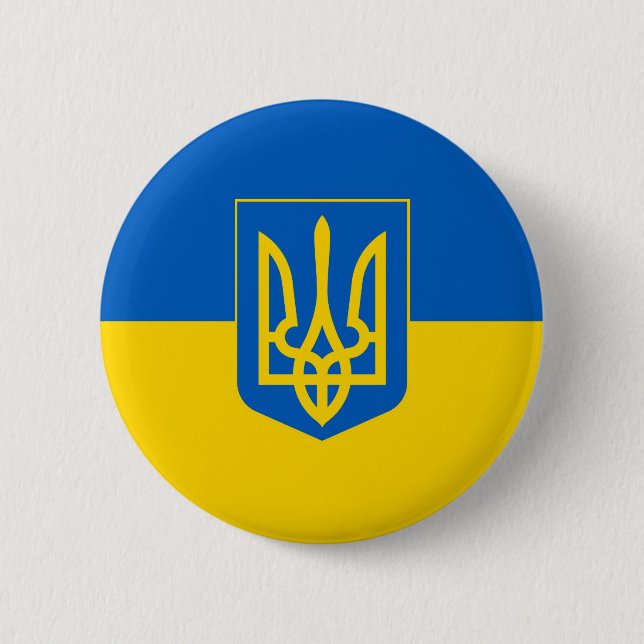 Ukrainian shield and flag design badge button (Front)