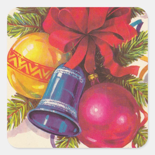 Ukrainian soviet postcard square sticker (Front)