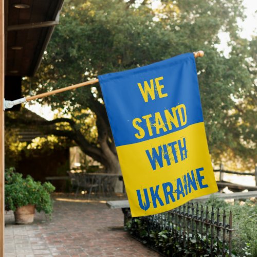 Ukrainian Stand With Ukraine Bicolor House Flag