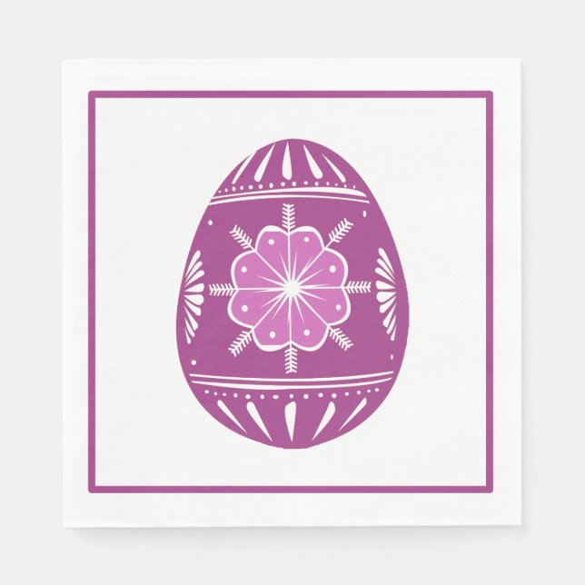 Ukrainian-Style Easter Egg (Lavender) Paper Napkins (Front)