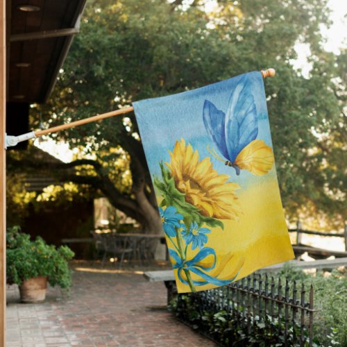 ukrainian sunflower art house flag