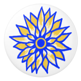 Ukrainian Sunflower Ceramic Knob