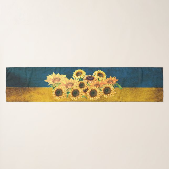 Ukrainian Sunflowers for Peace V2 Scarf (Front (Horizontal))