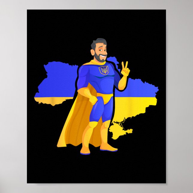 Ukrainian Super Hero - Superhero Ukrainian - Map U Poster (Front)