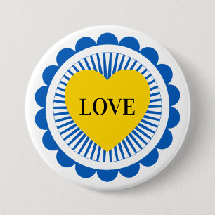Ukrainian Support Blue Yellow Heart Button