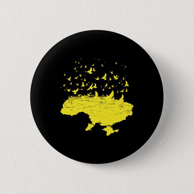 Ukrainian Symbols Ukrainian Ukraine Map Free Bird  Button (Front)