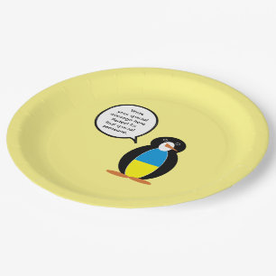 Ukrainian Talking Ms. Penguin Personalized Paper Plates