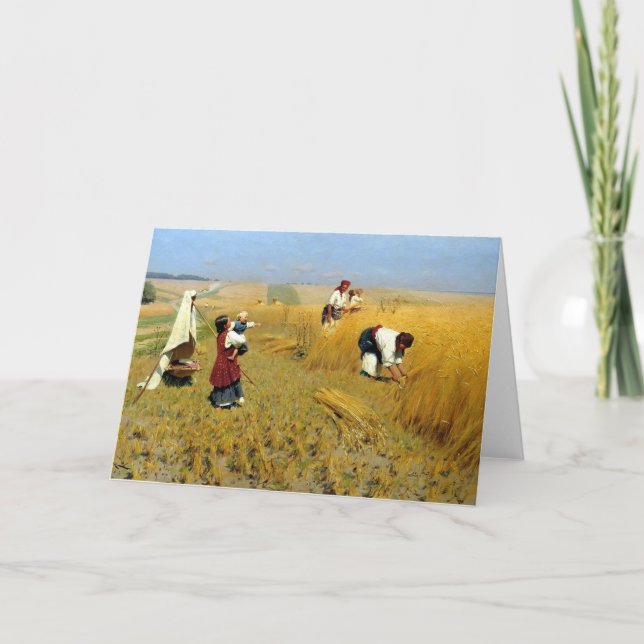 Ukrainian Threshing Scene Holiday Card (Front)