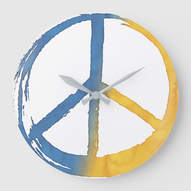 Ukrainian - Time for PEACE Symbol Ukraine War Large Clock (Front)