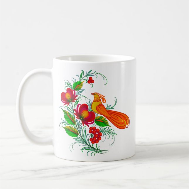 Ukrainian traditional Petrikivka art  Coffee Mug (Left)