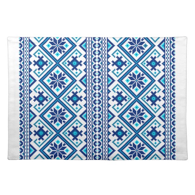 Ukrainian traditional vushuvanka folk art pattern cloth placemat (Front)