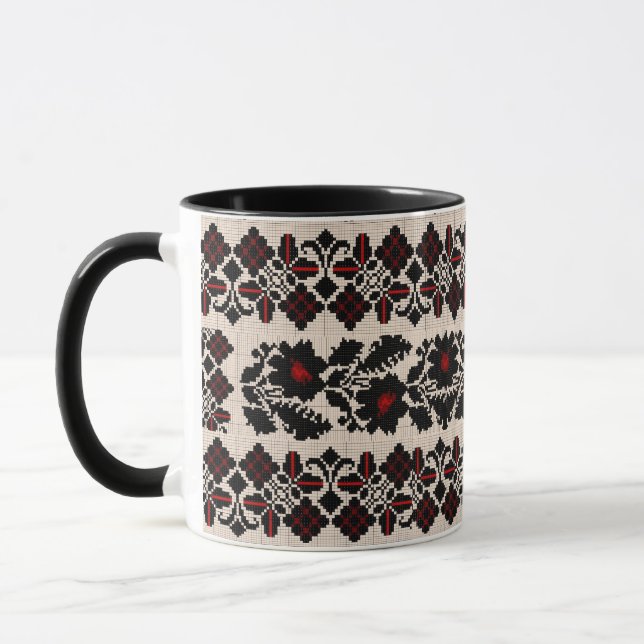 Ukrainian traditional vushuvanka folk art pattern. mug (Left)