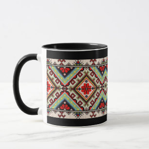 Ukrainian traditional vushuvanka folk art pattern. mug