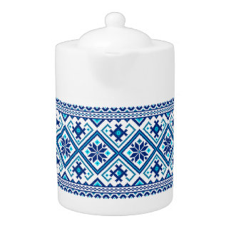 Ukrainian traditional vushuvanka folk art pattern  teapot
