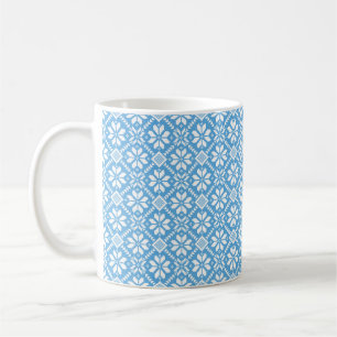 Ukrainian traditional vushuvanka folk pattern blue coffee mug