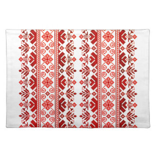 Ukrainian traditional vushuvanka folk pattern red cloth placemat