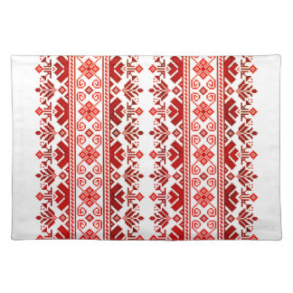 Ukrainian traditional vushuvanka folk pattern red cloth placemat