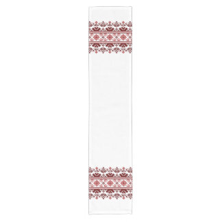 Ukrainian traditional vushuvanka folk pattern red short table runner