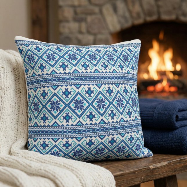 Ukrainian traditional vushuvanka folk pattern  throw pillow (Creator Uploaded)