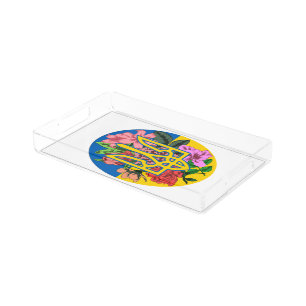 Ukrainian trident and flag of Ukraine with flowers Acrylic Tray