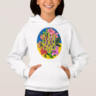 Ukrainian trident and flag of Ukraine with flowers Hoodie