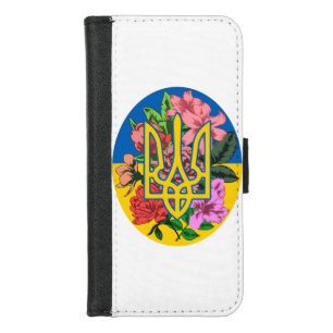 Ukrainian trident and flag of Ukraine with flowers iPhone 8/7 Wallet Case