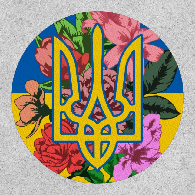Ukrainian trident and flag of Ukraine with flowers Patch (Front)