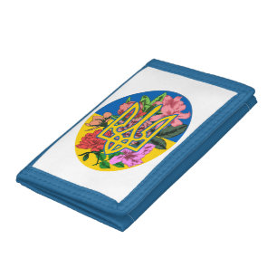 Ukrainian trident and flag of Ukraine with flowers Trifold Wallet