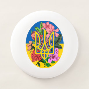 Ukrainian trident and flag of Ukraine with flowers Wham-O Frisbee