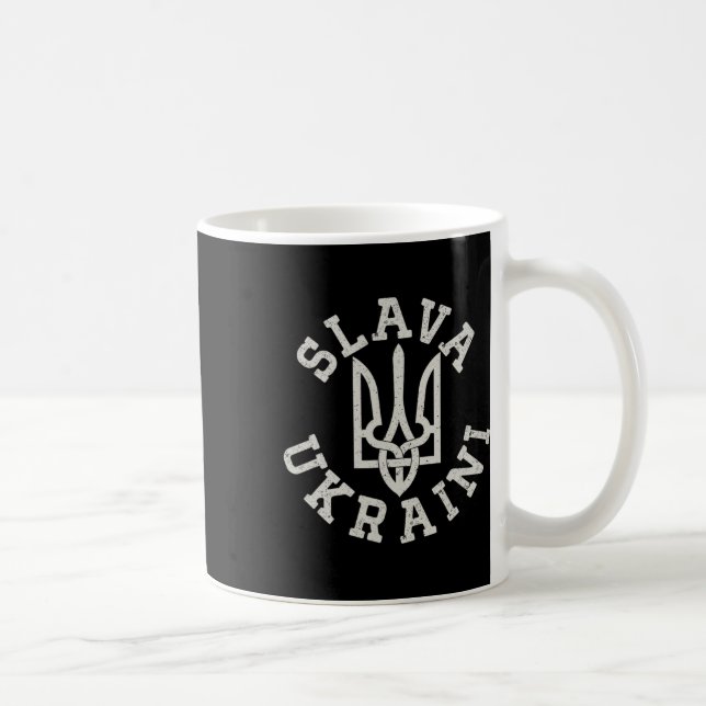 Ukrainian Trident Emblem Save Ukraine Resist Slava Coffee Mug (Right)