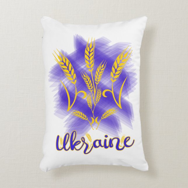 Ukrainian trident made of wheat ear accent pillow (Front(Vertical))