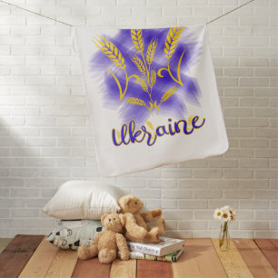 Ukrainian trident made of wheat ear baby blanket