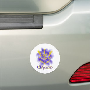 Ukrainian trident made of wheat ear car magnet