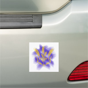 Ukrainian trident made of wheat ear car magnet