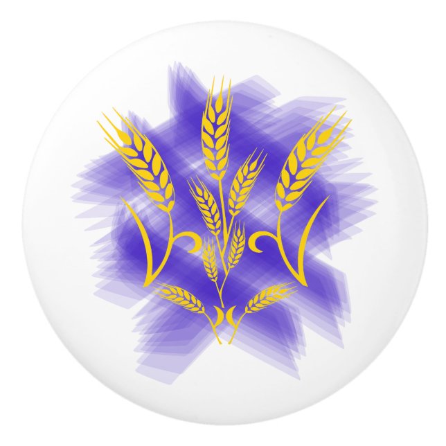 Ukrainian trident made of wheat ear ceramic knob (Front)