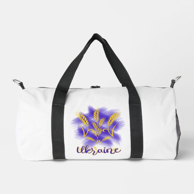 Ukrainian trident made of wheat ear duffle bag (Front)