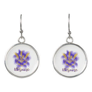 Ukrainian trident made of wheat ear earrings