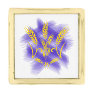 Ukrainian trident made of wheat ear gold finish lapel pin
